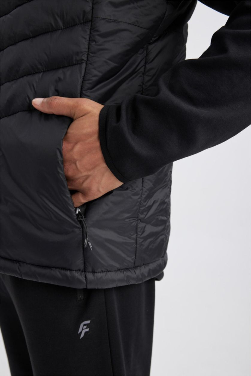 MAN Black DeFactoFit Slim Fit Waterproof Windproof Zippered Pocket Puffer Vest
