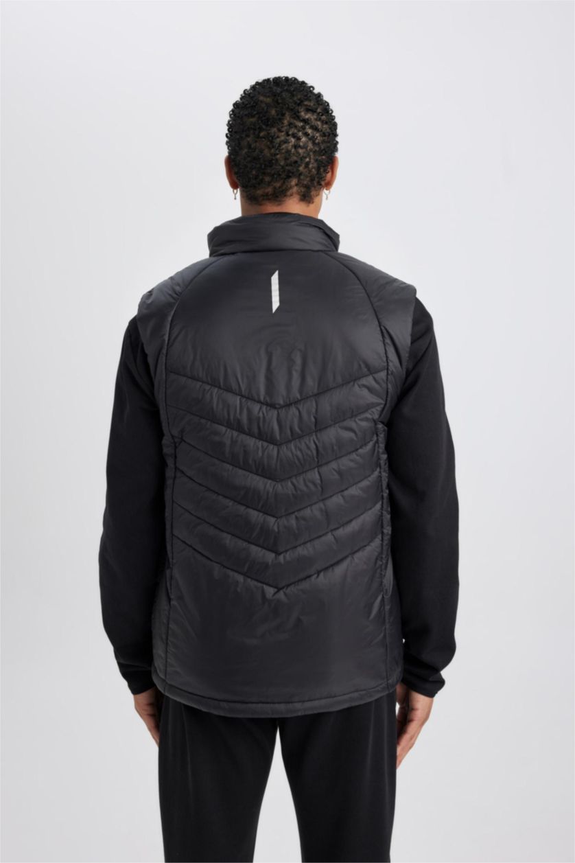 MAN Black DeFactoFit Slim Fit Waterproof Windproof Zippered Pocket Puffer Vest