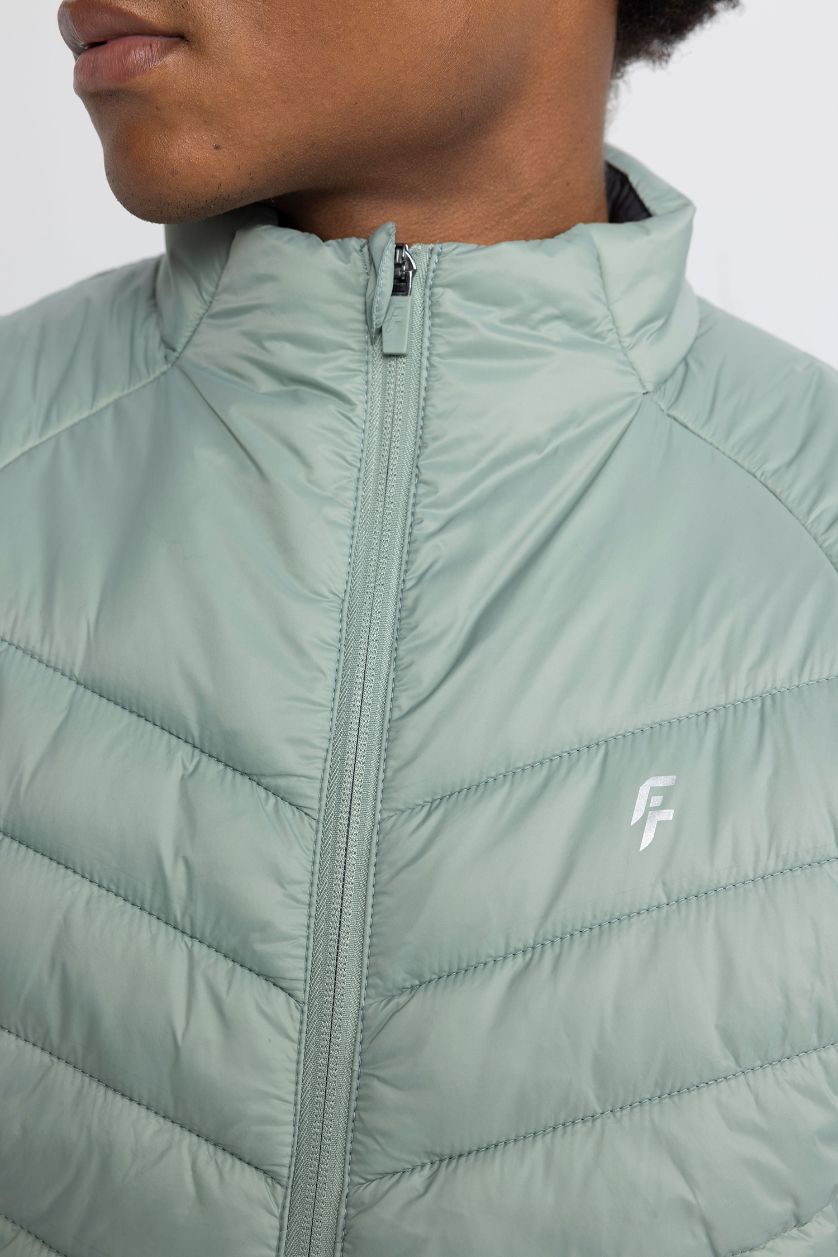 Erkek Açık Yeşil Su İtici Rüzgar Geçirmez Slim Fit Şişme Yelek