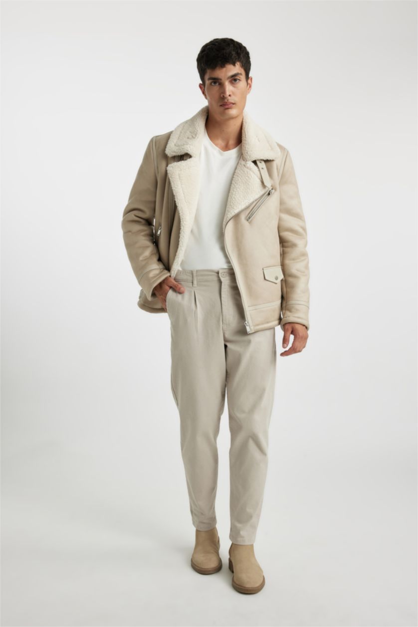 رجال اللون الرملي بنطلون سادة كاروت فيت
