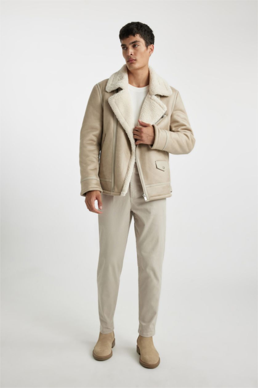 رجال اللون الرملي بنطلون سادة كاروت فيت