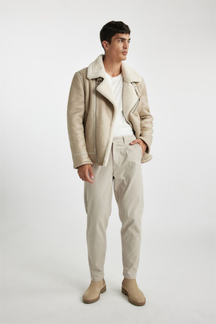 رجال اللون الرملي بنطلون سادة كاروت فيت