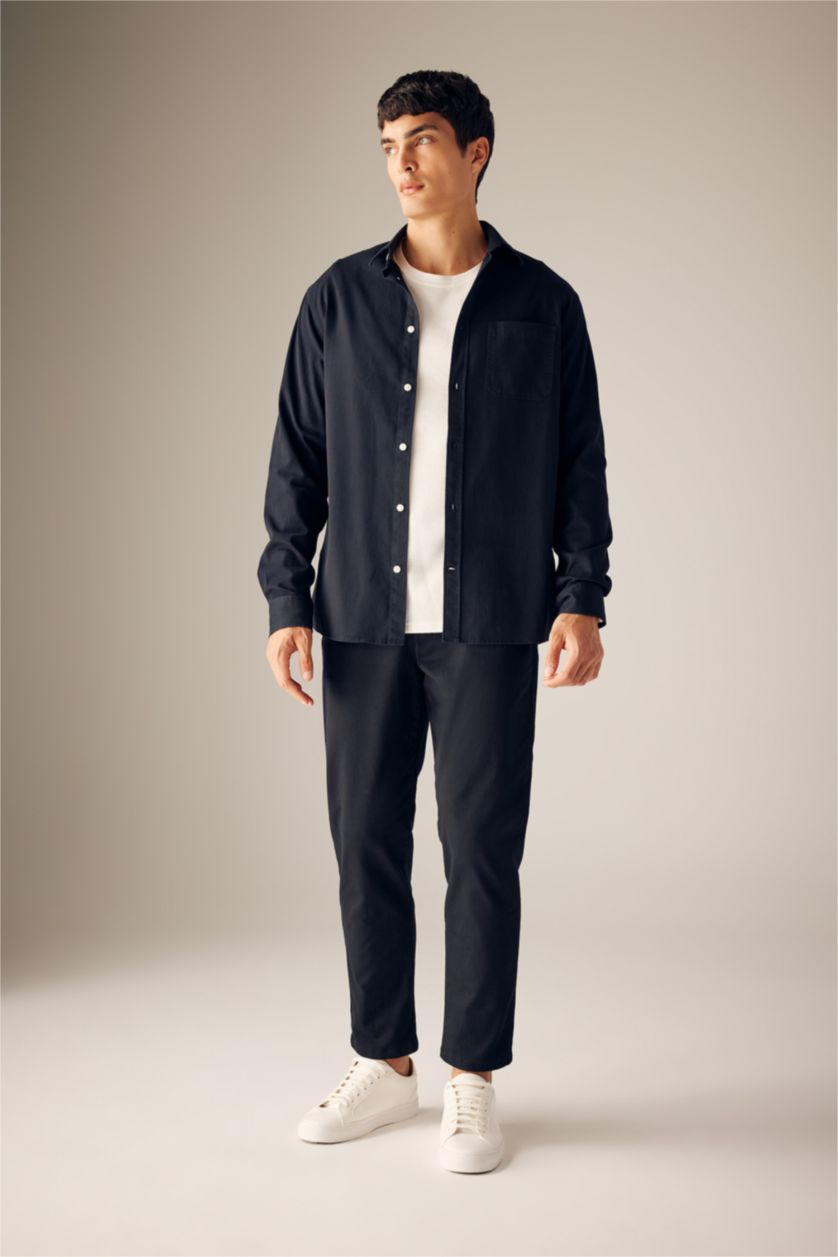 HOMME Noir Pantalon Chino Coupe Carrot