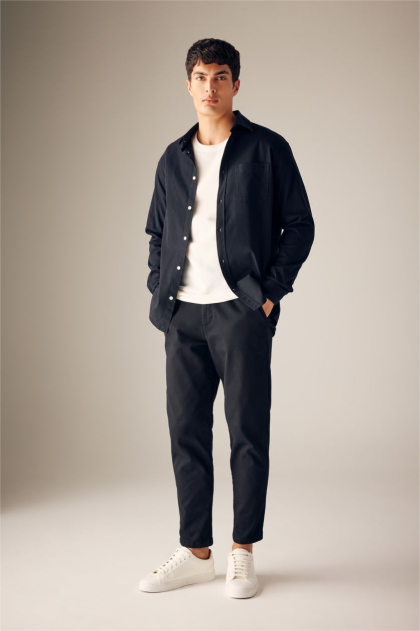 HOMME Noir Pantalon Chino Coupe Carrot