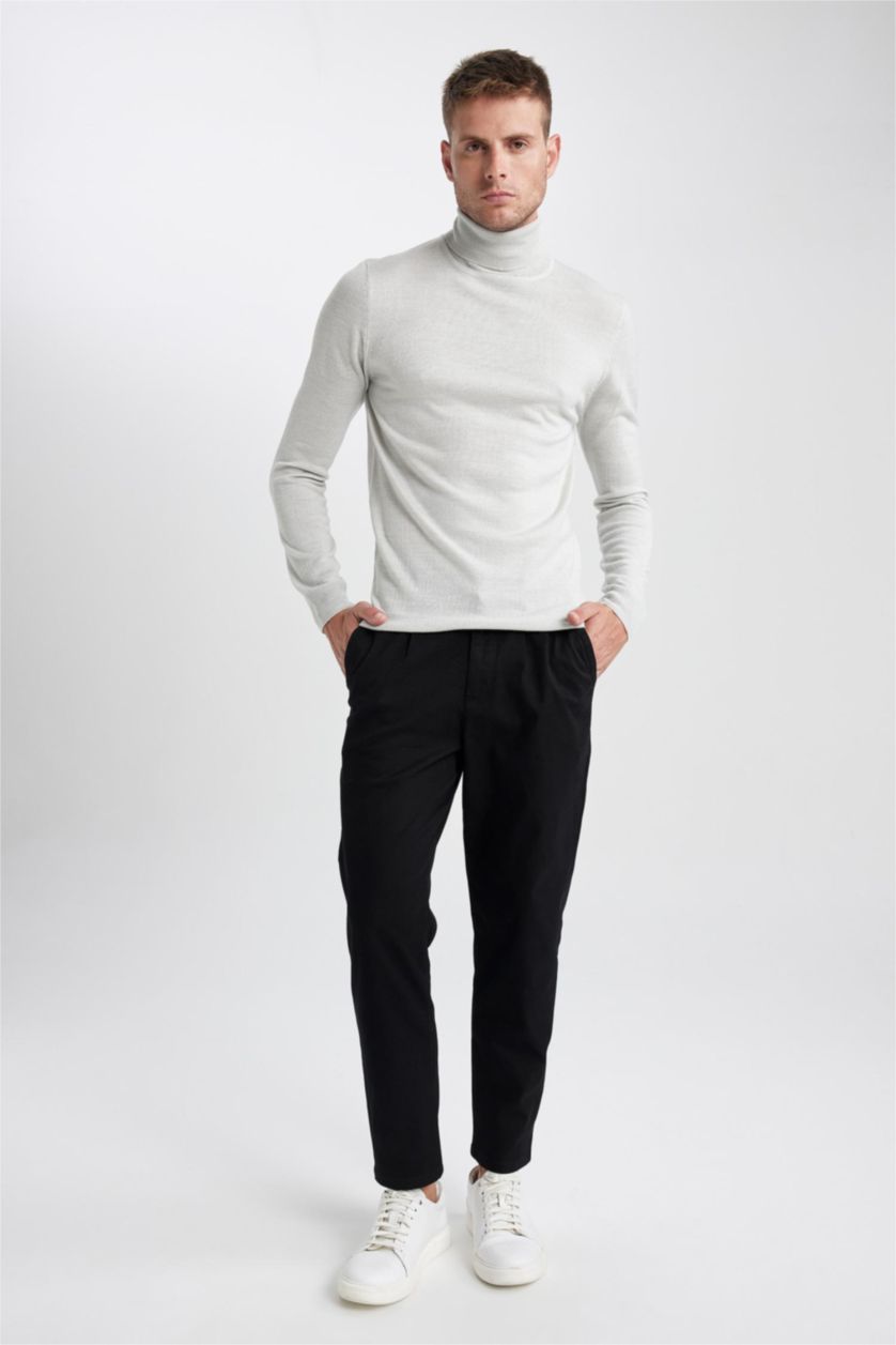 HOMME Noir Pantalon Chino Coupe Carrot