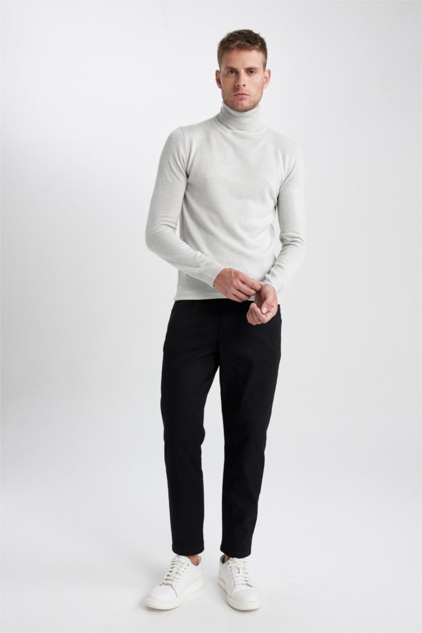 HOMME Noir Pantalon Chino Coupe Carrot