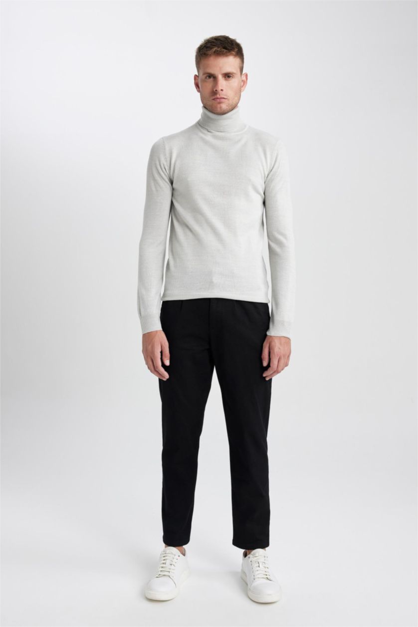 HOMME Noir Pantalon Chino Coupe Carrot