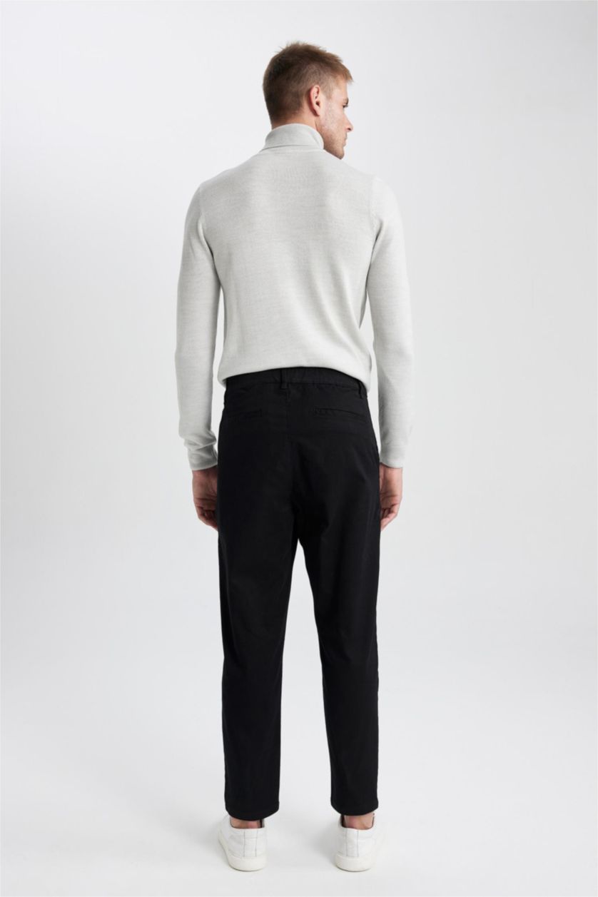 HOMME Noir Pantalon Chino Coupe Carrot