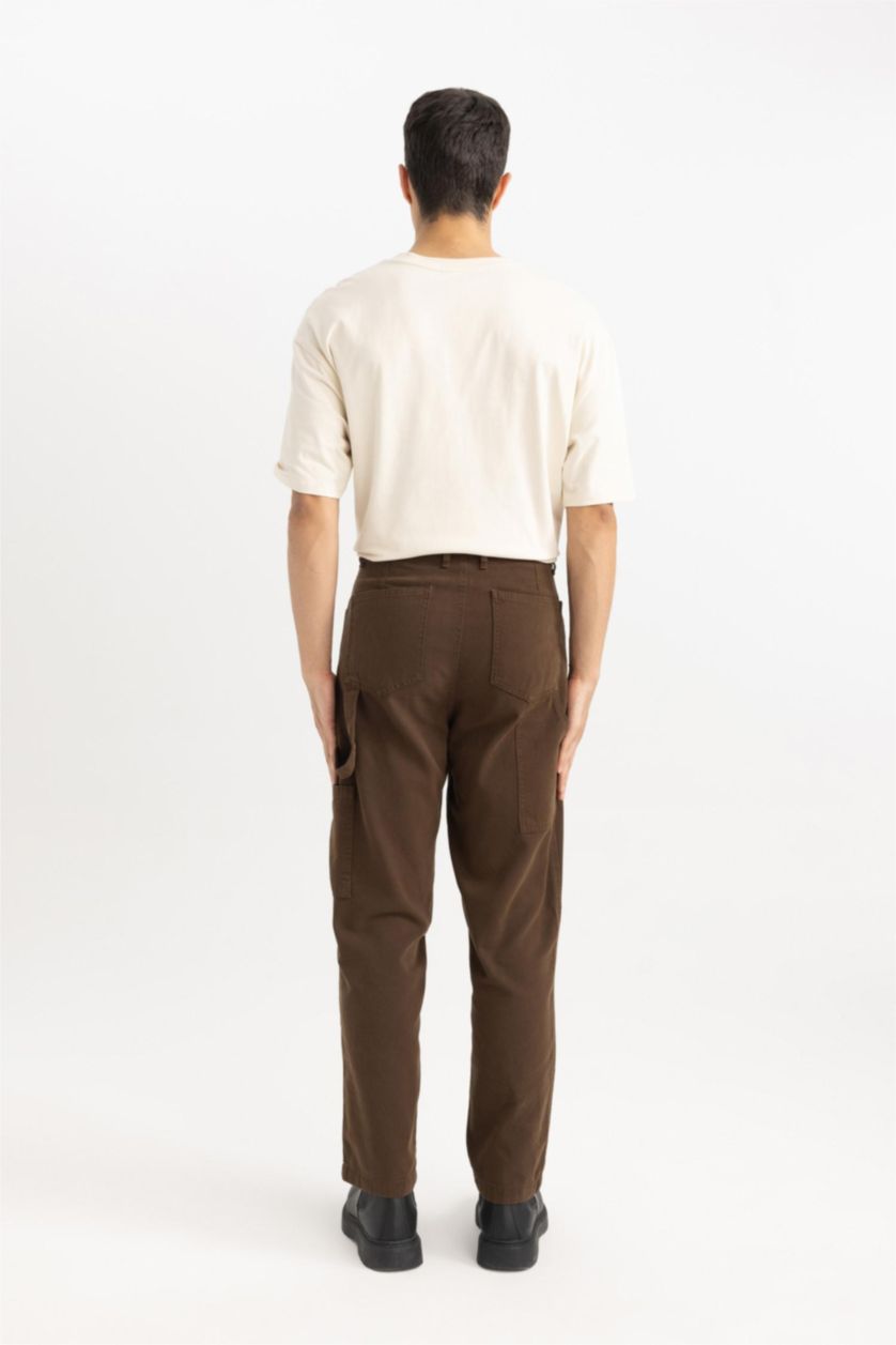 رجالي بني بنطلون قصة مستقيمة بخصر عادي