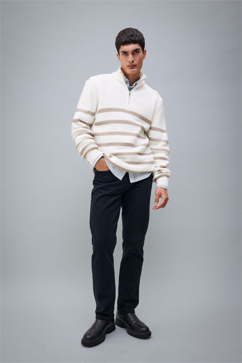 رجالي أسود بنطلون قطن قصة عادية