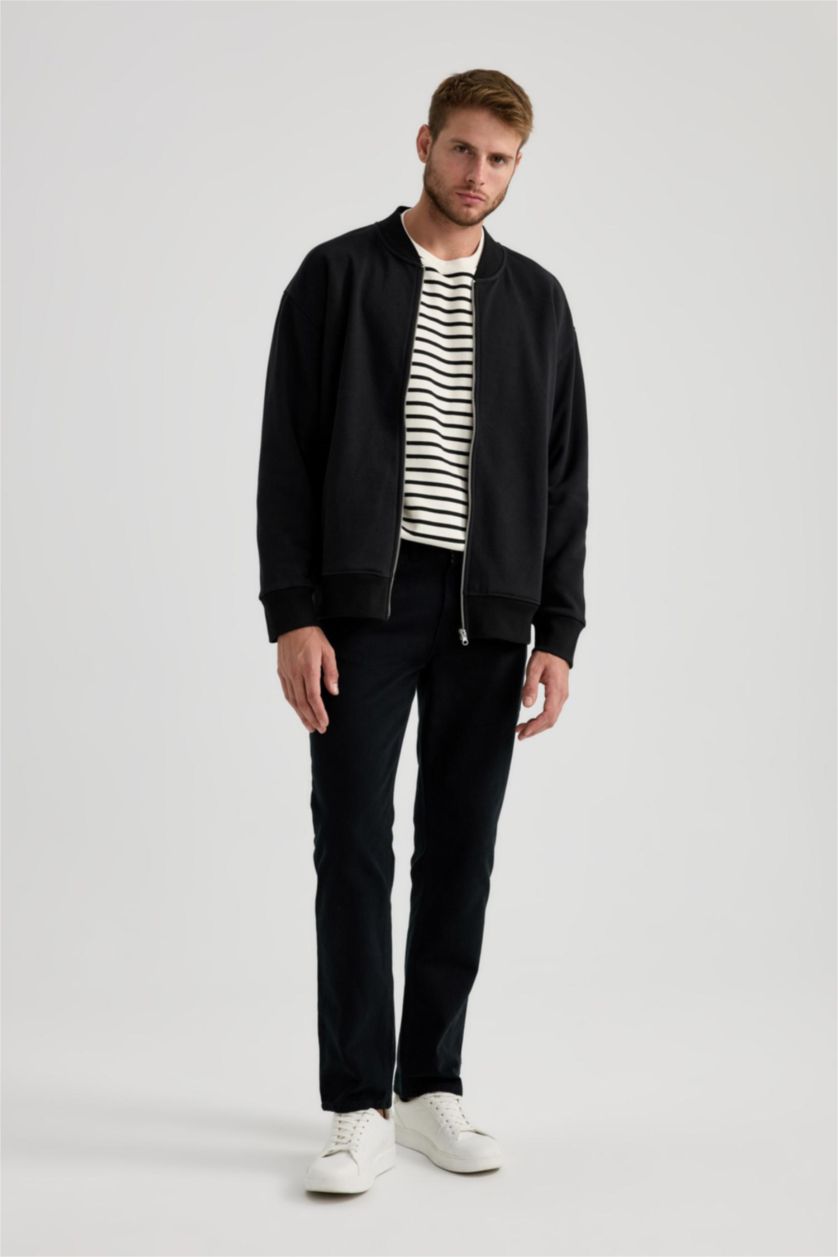 رجالي أسود بنطلون قطن قصة عادية