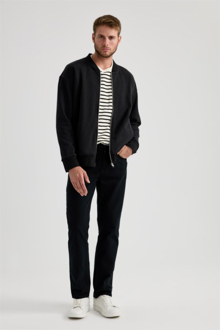 رجالي أسود بنطلون قطن قصة عادية