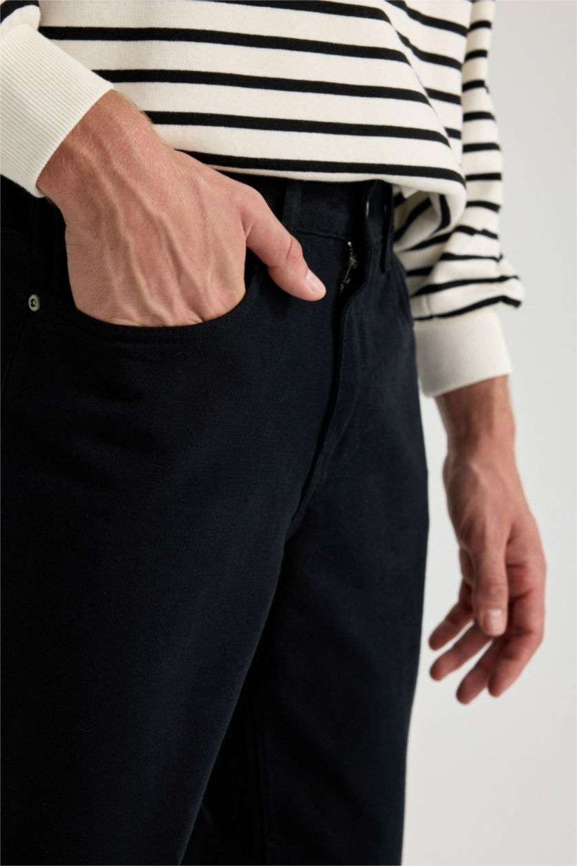 رجالي أسود بنطلون قطن قصة عادية