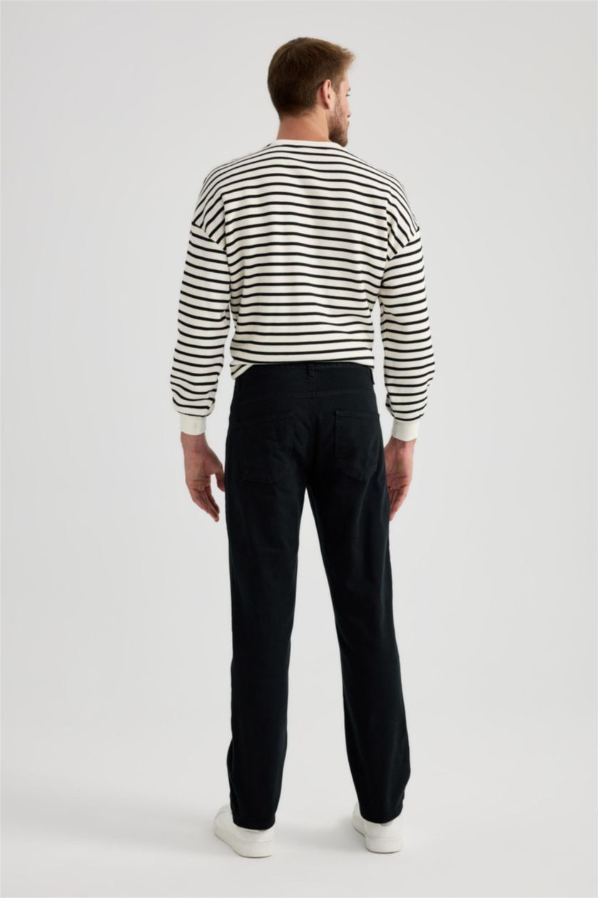 رجالي أسود بنطلون قطن قصة عادية