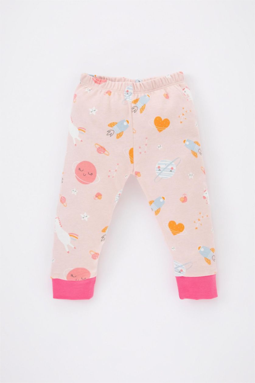 BABY GIRL Light Pink Baby Girl Patterned Long Sleeve Pajama Set