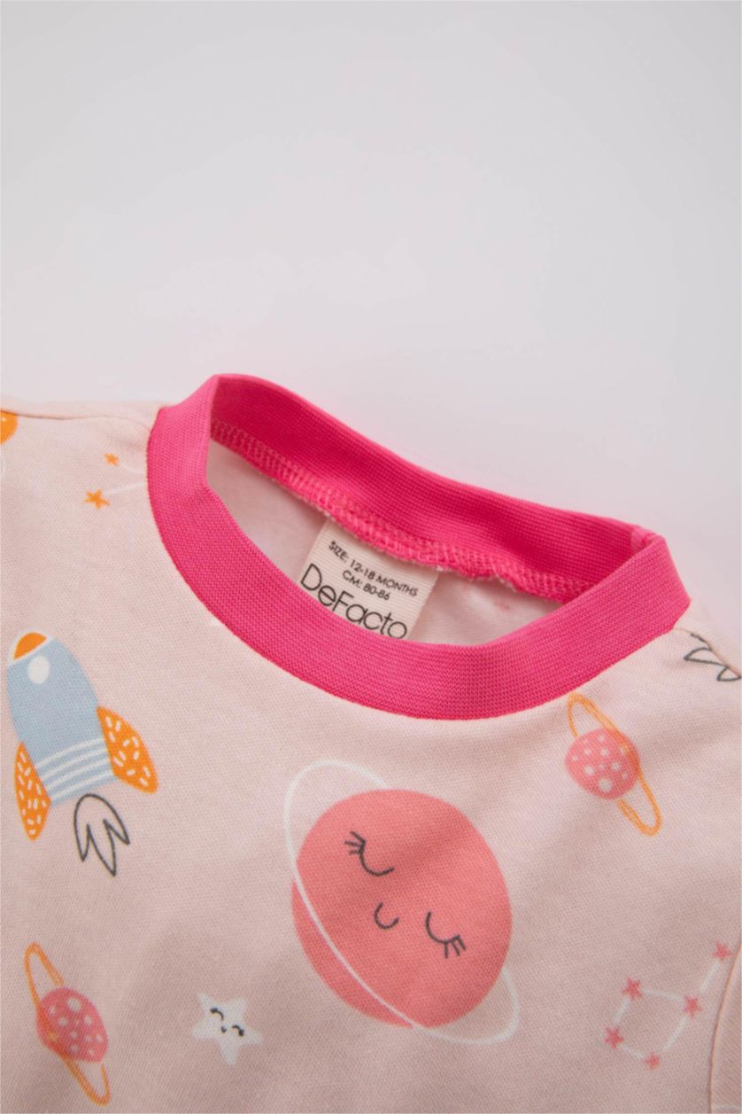 BABY GIRL Light Pink Baby Girl Patterned Long Sleeve Pajama Set