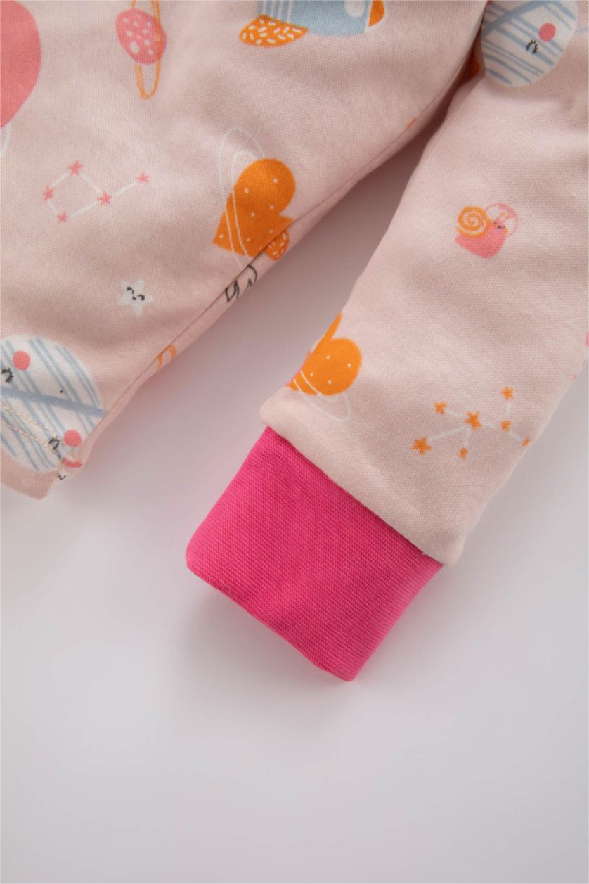 BABY GIRL Light Pink Baby Girl Patterned Long Sleeve Pajama Set