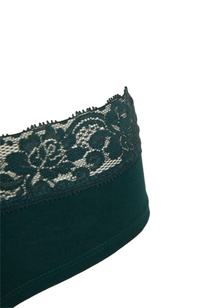 Kadın Koyu Yeşil Fall in Love 3'lü Paketli Basic Slip Külot