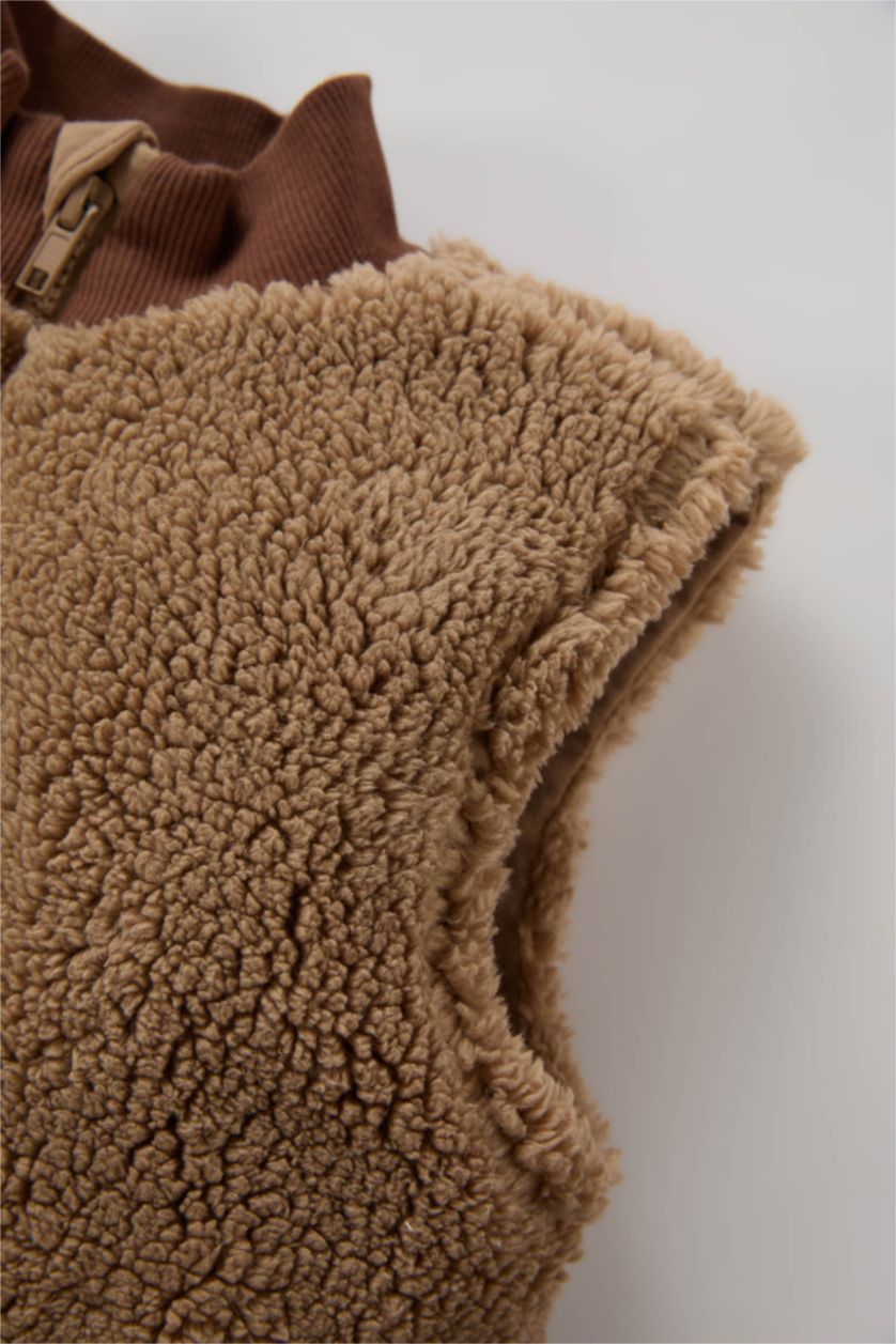 BÉBÉ GARÇON Beige Gilet en peluche à col montant zippé avec poches pour BéBé Garçon