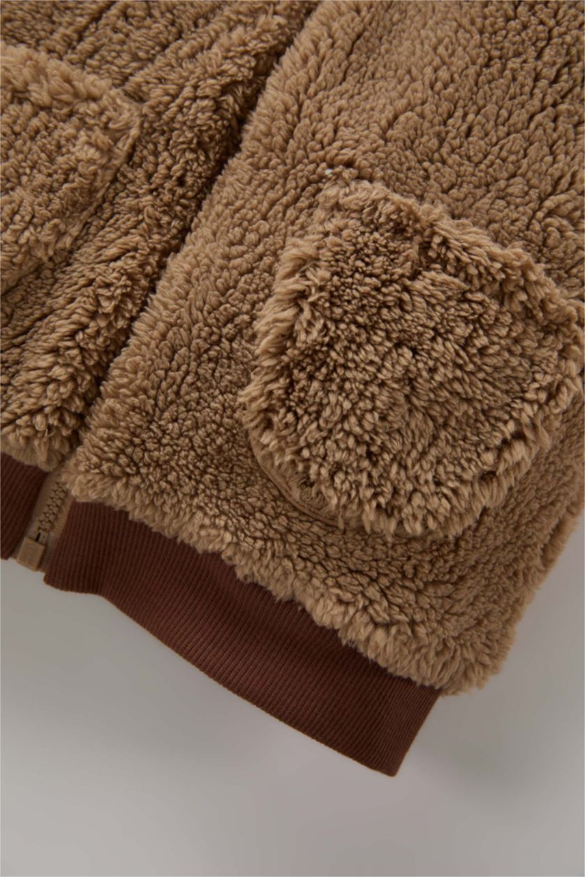 BÉBÉ GARÇON Beige Gilet en peluche à col montant zippé avec poches pour BéBé Garçon