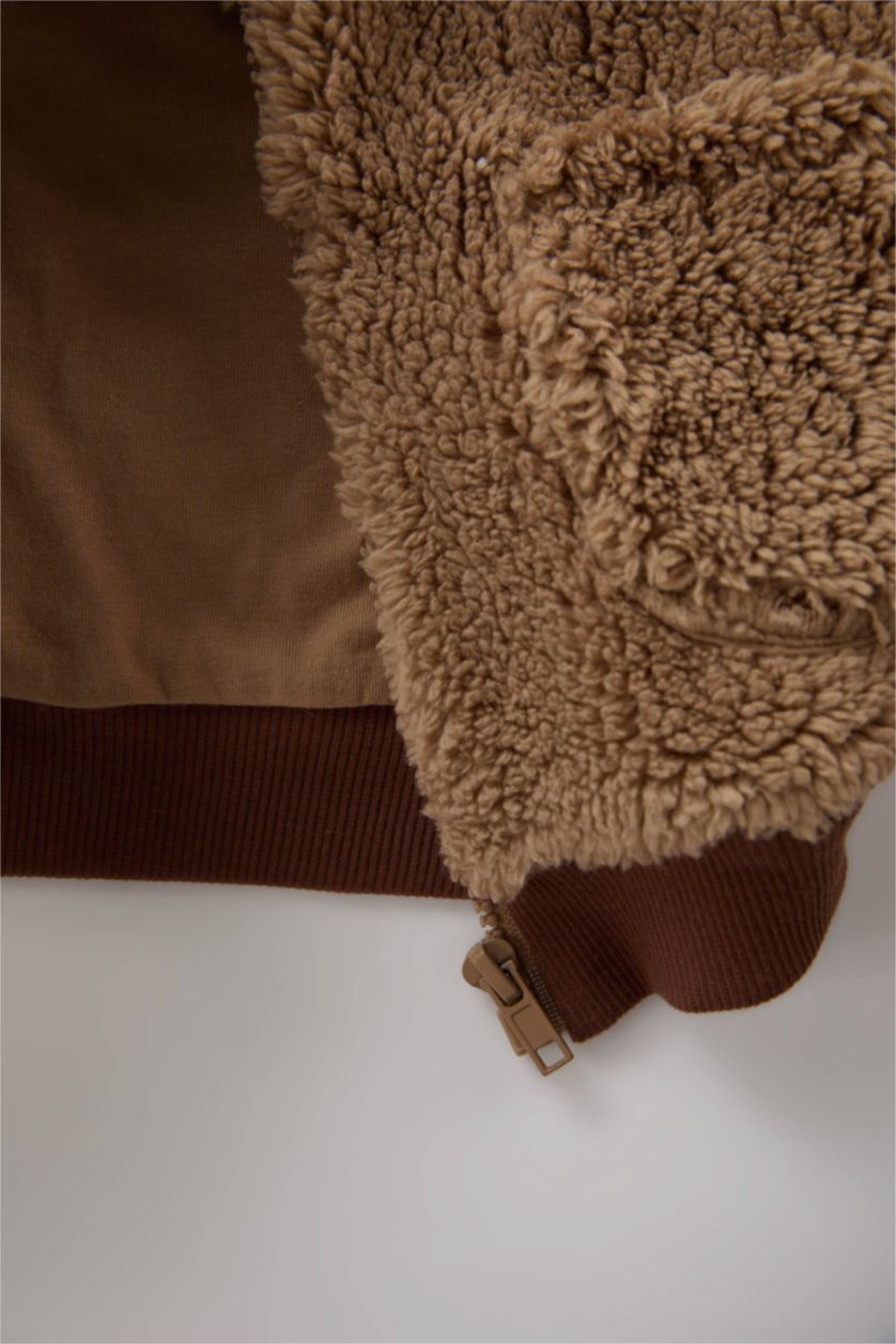 BÉBÉ GARÇON Beige Gilet en peluche à col montant zippé avec poches pour BéBé Garçon