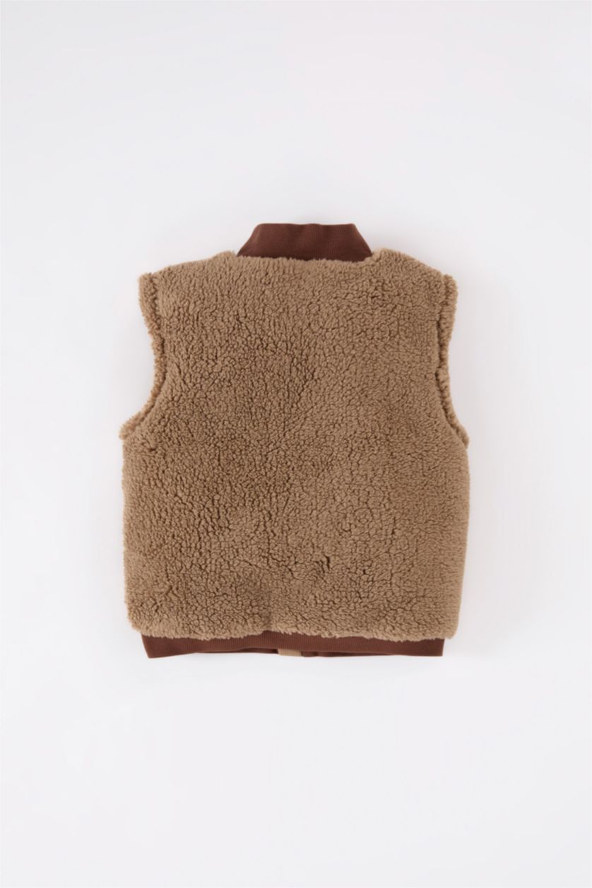 BÉBÉ GARÇON Beige Gilet en peluche à col montant zippé avec poches pour BéBé Garçon