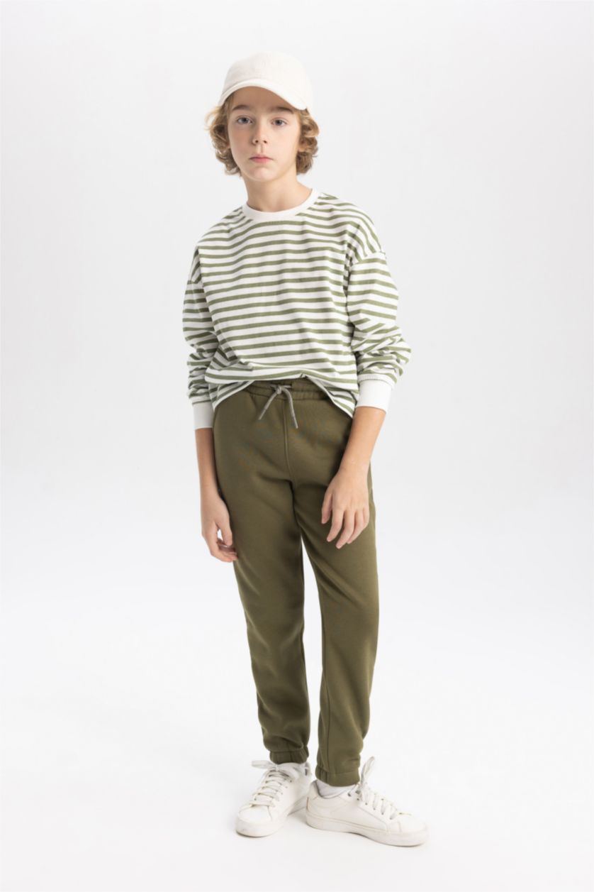 BOYS & TEENS Light Khaki بنطلون قماش سميك قصة عادية