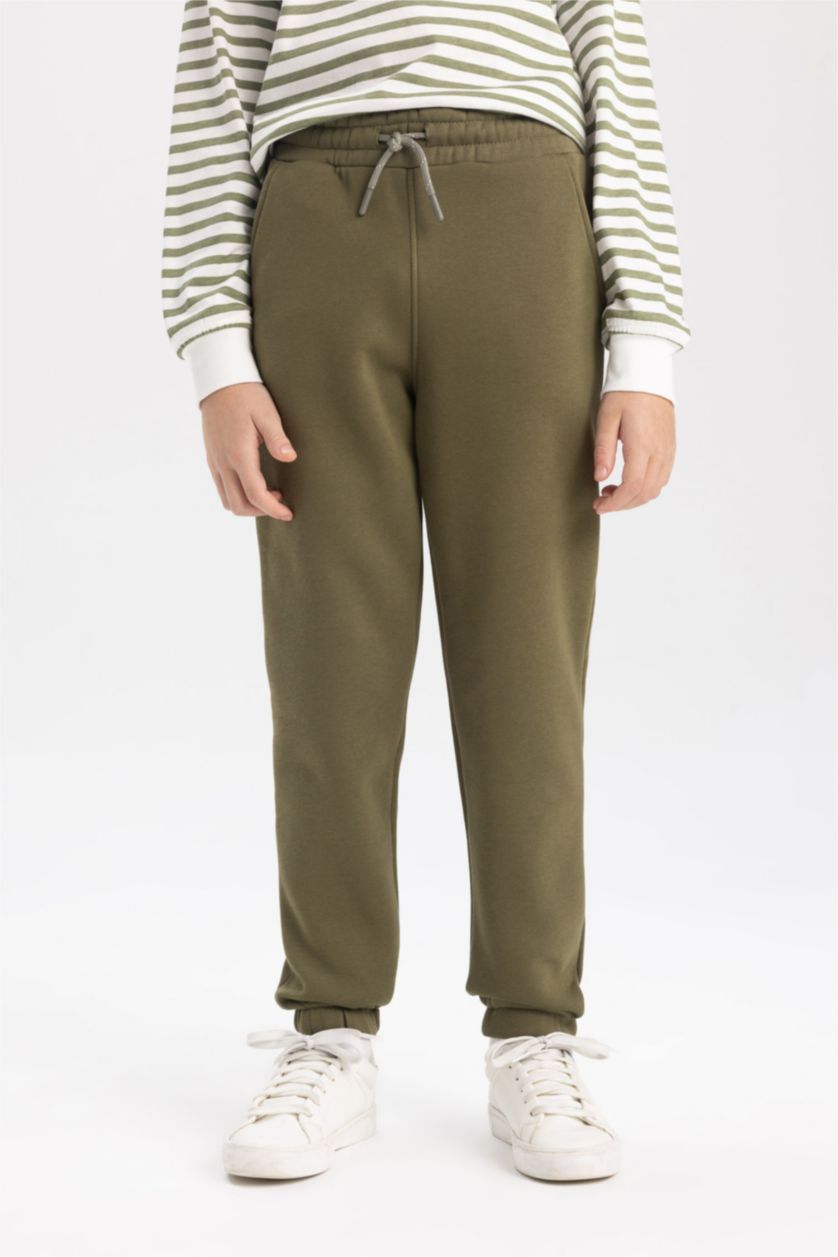 BOYS & TEENS Light Khaki بنطلون قماش سميك قصة عادية