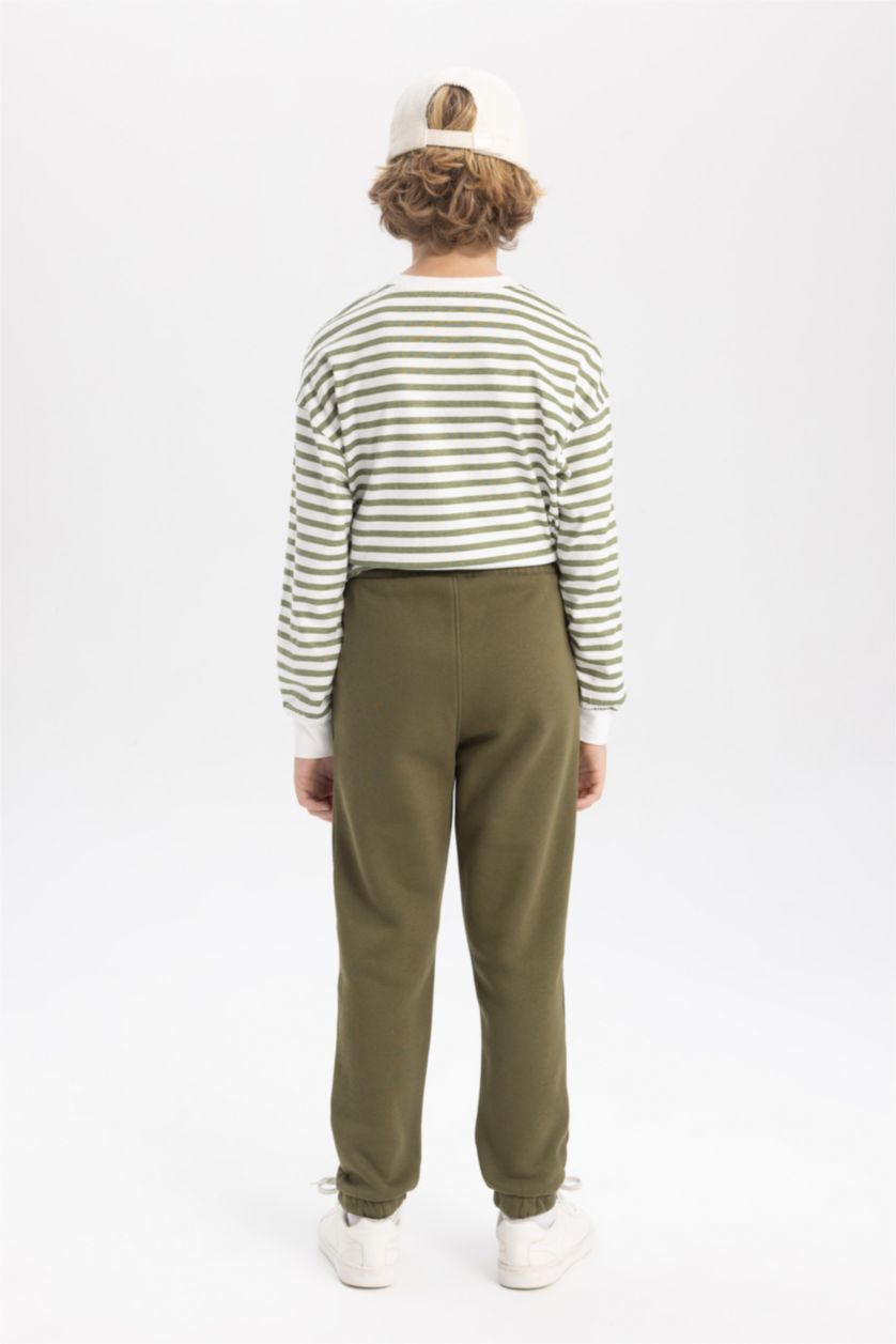 BOYS & TEENS Light Khaki بنطلون قماش سميك قصة عادية