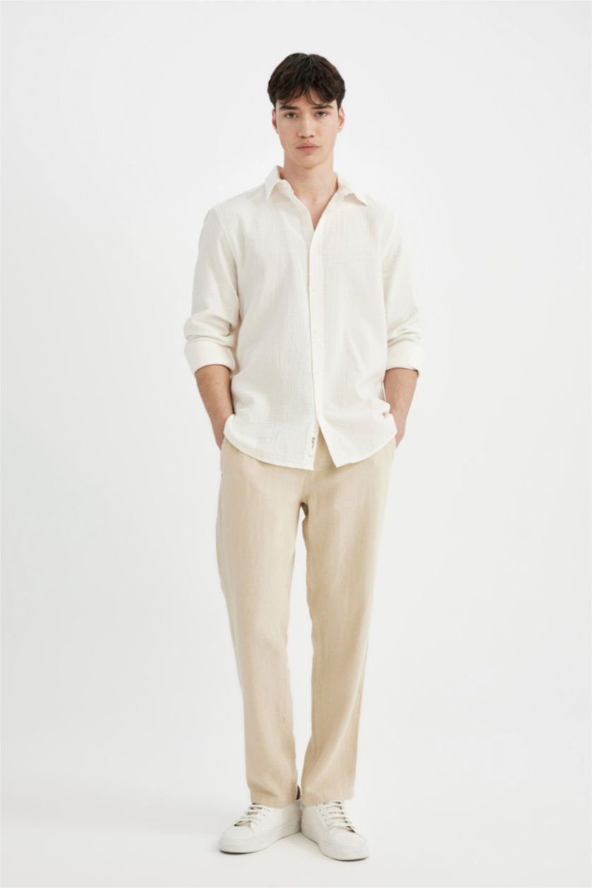 رجال بيج بنطلون قطن قصة عادية