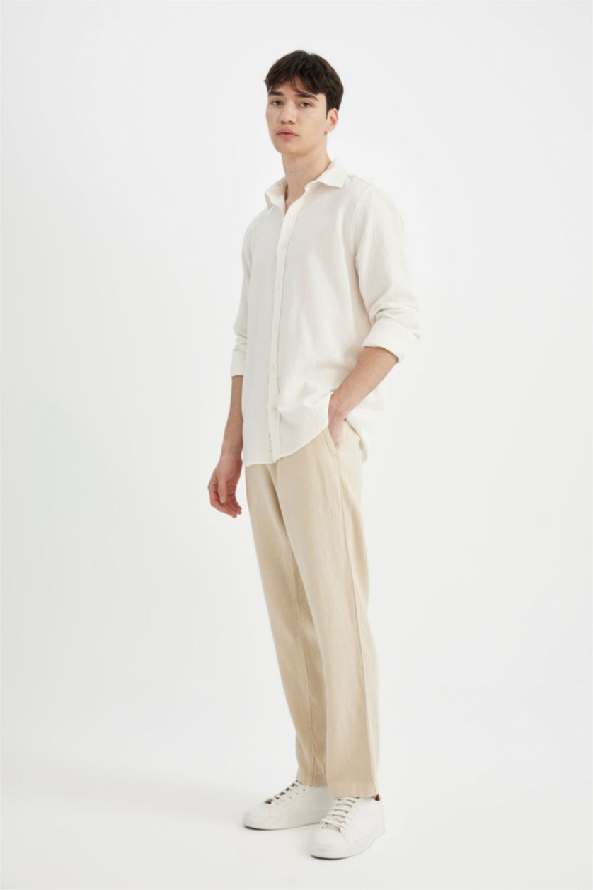 رجال بيج بنطلون قطن قصة عادية