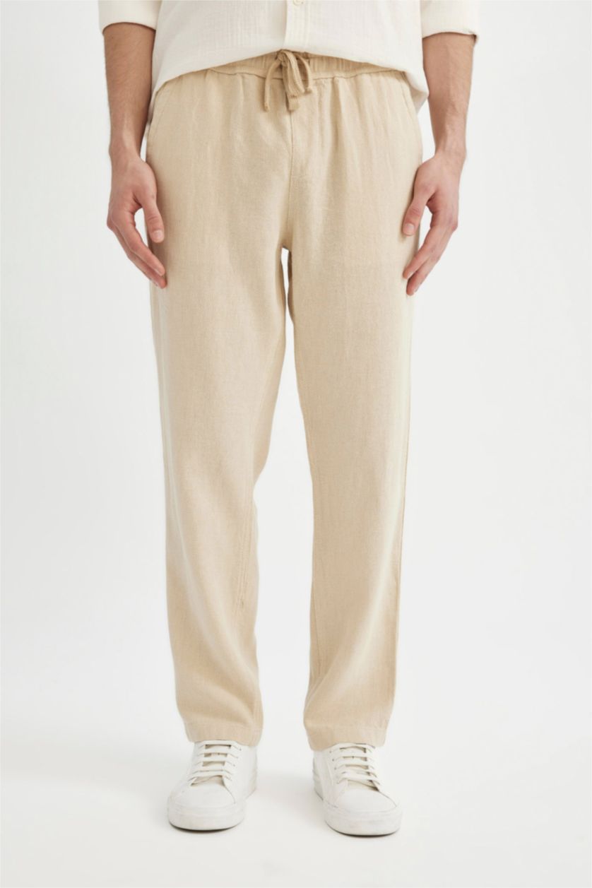 رجال بيج بنطلون قطن قصة عادية