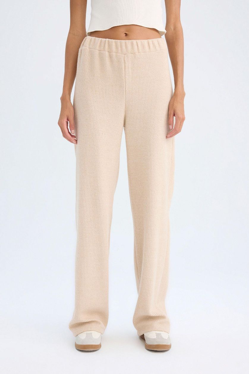 نساء اللون الحجري بنطلون فلير فيت مضلع برجل واسع