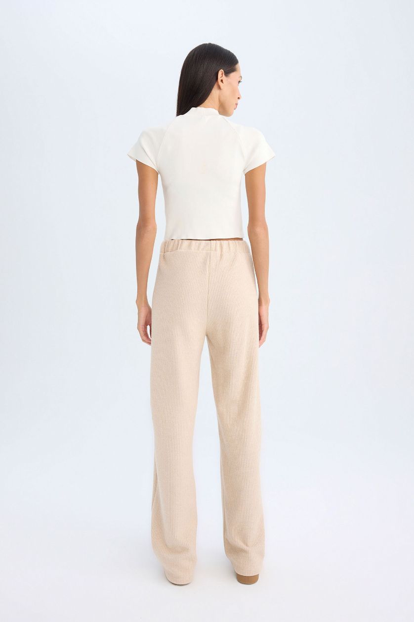 نساء اللون الحجري بنطلون فلير فيت مضلع برجل واسع