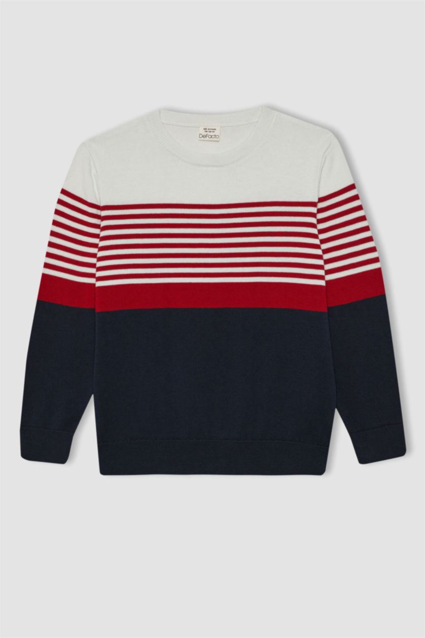 Мальчики и подростки Синий Свитер стандартного кроя с круглым вырезом для мальчиков