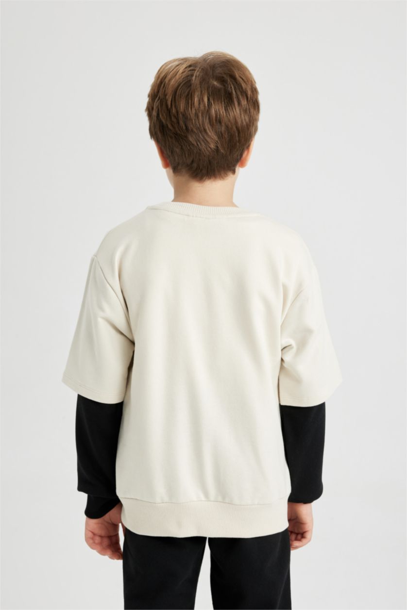 Boys & Teens Ecru Regular Fit Brawl Stars Crew Neck Sweatshirt