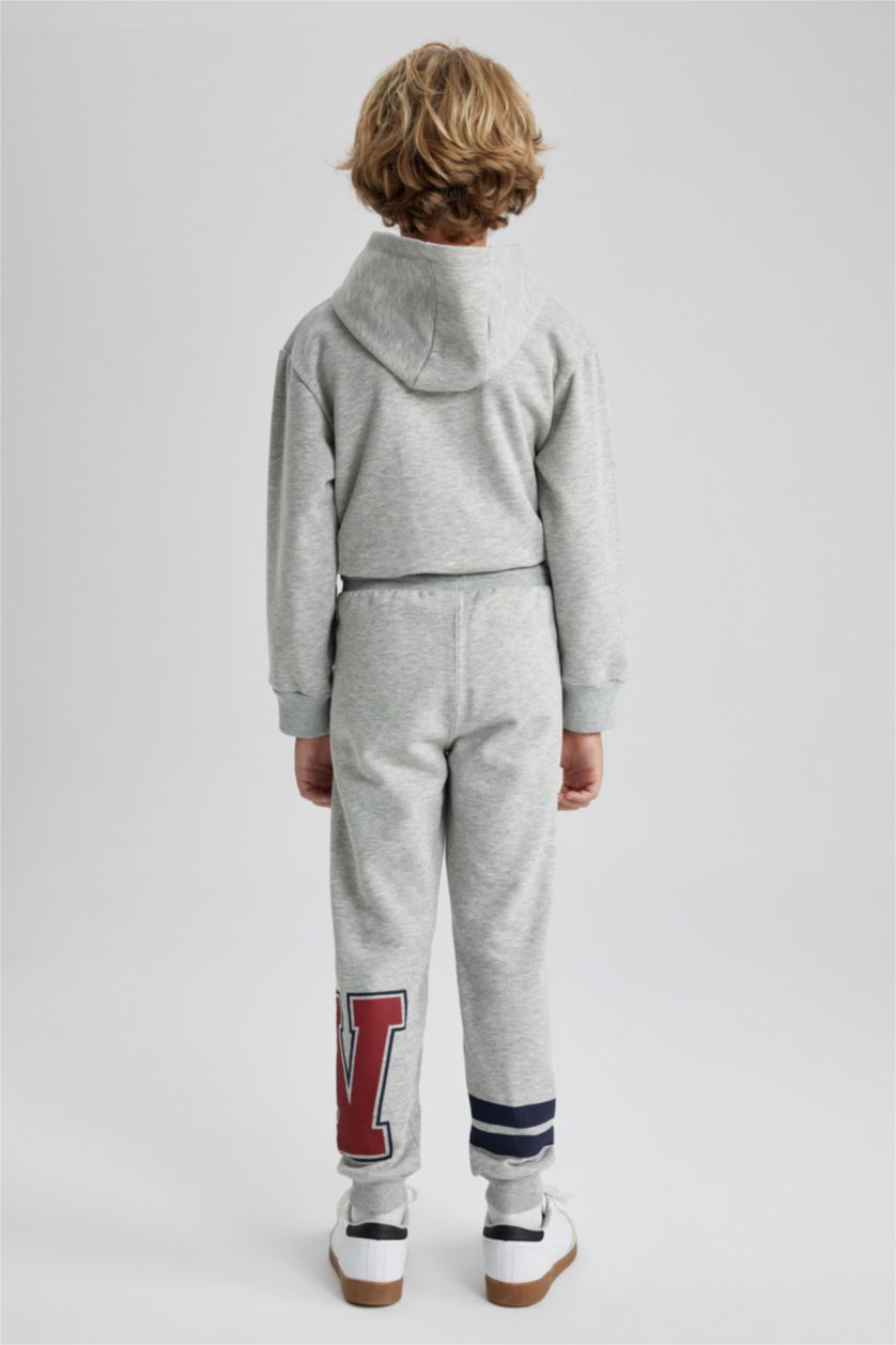 Мальчики и подростки Серый меланж Штаны джоггеры с принтом для мальчиков