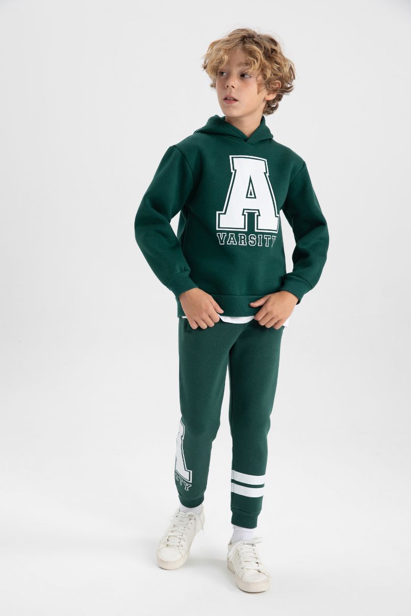 أولادي أخضر غامق بنطلون سويت بانتس اولادي تقيل قصة عادية