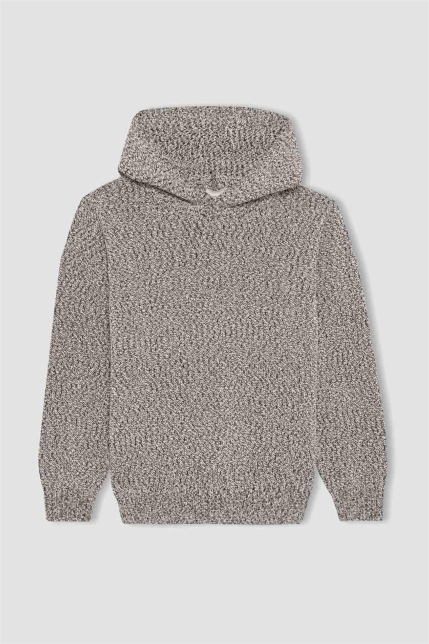 Young Boys - Teen Boys Ecru Boy Hooded Knitted Pullover