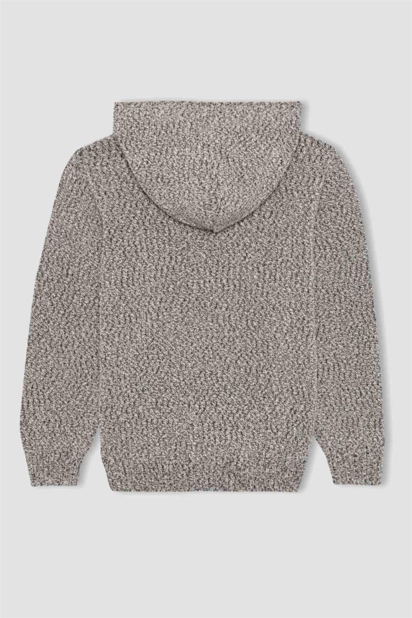 Young Boys - Teen Boys Ecru Boy Hooded Knitted Pullover