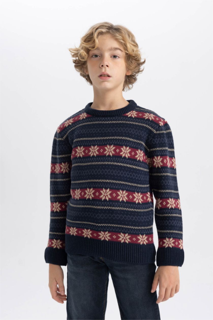 Young Boys - Teen Boys NAVY Boy New Year Themed Crew Neck Pullover