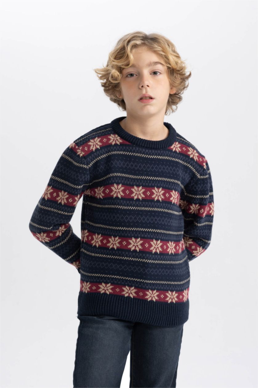 Young Boys - Teen Boys NAVY Boy New Year Themed Crew Neck Pullover