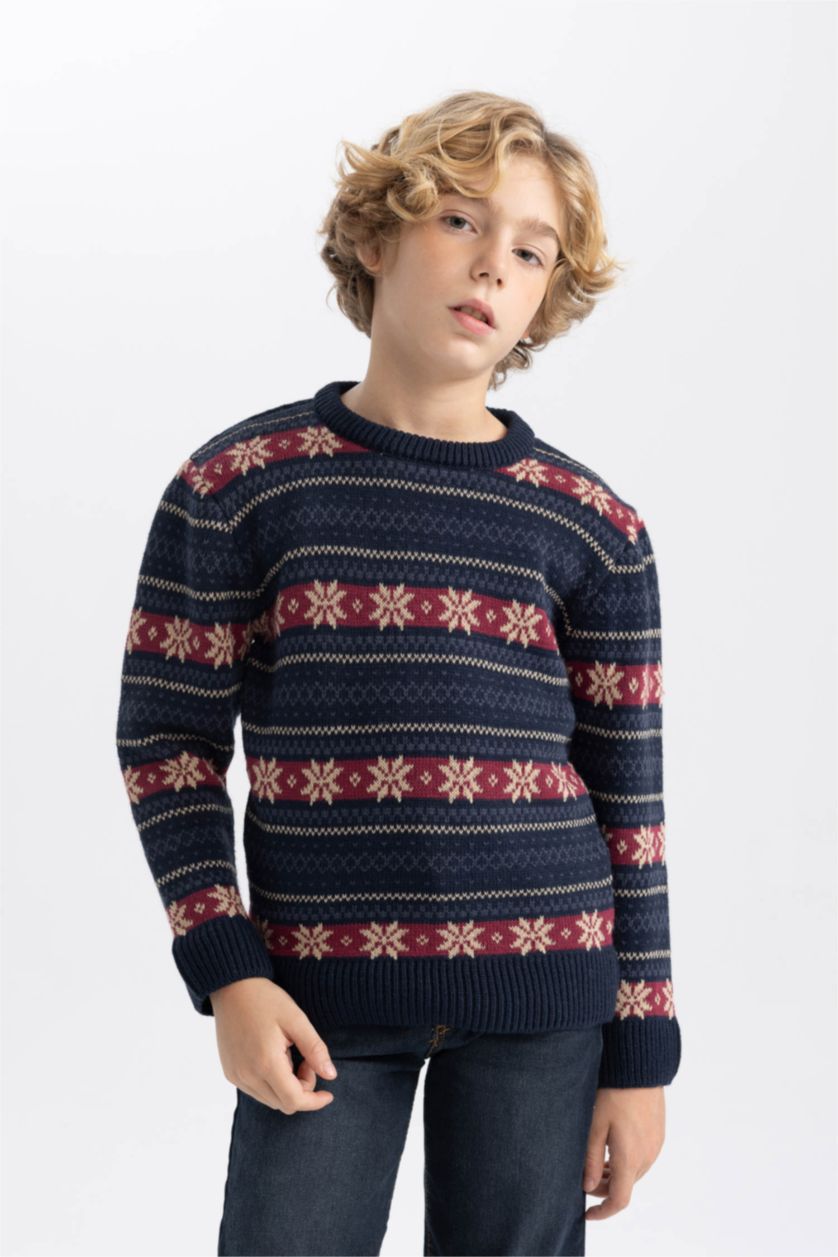 Young Boys - Teen Boys NAVY Boy New Year Themed Crew Neck Pullover
