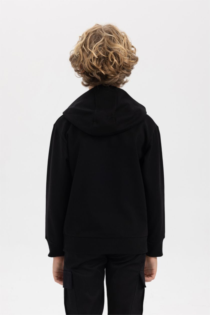 أولاد أسود سويت شيرت ولادي قصة عادية بغطاء للرأس من باتمان