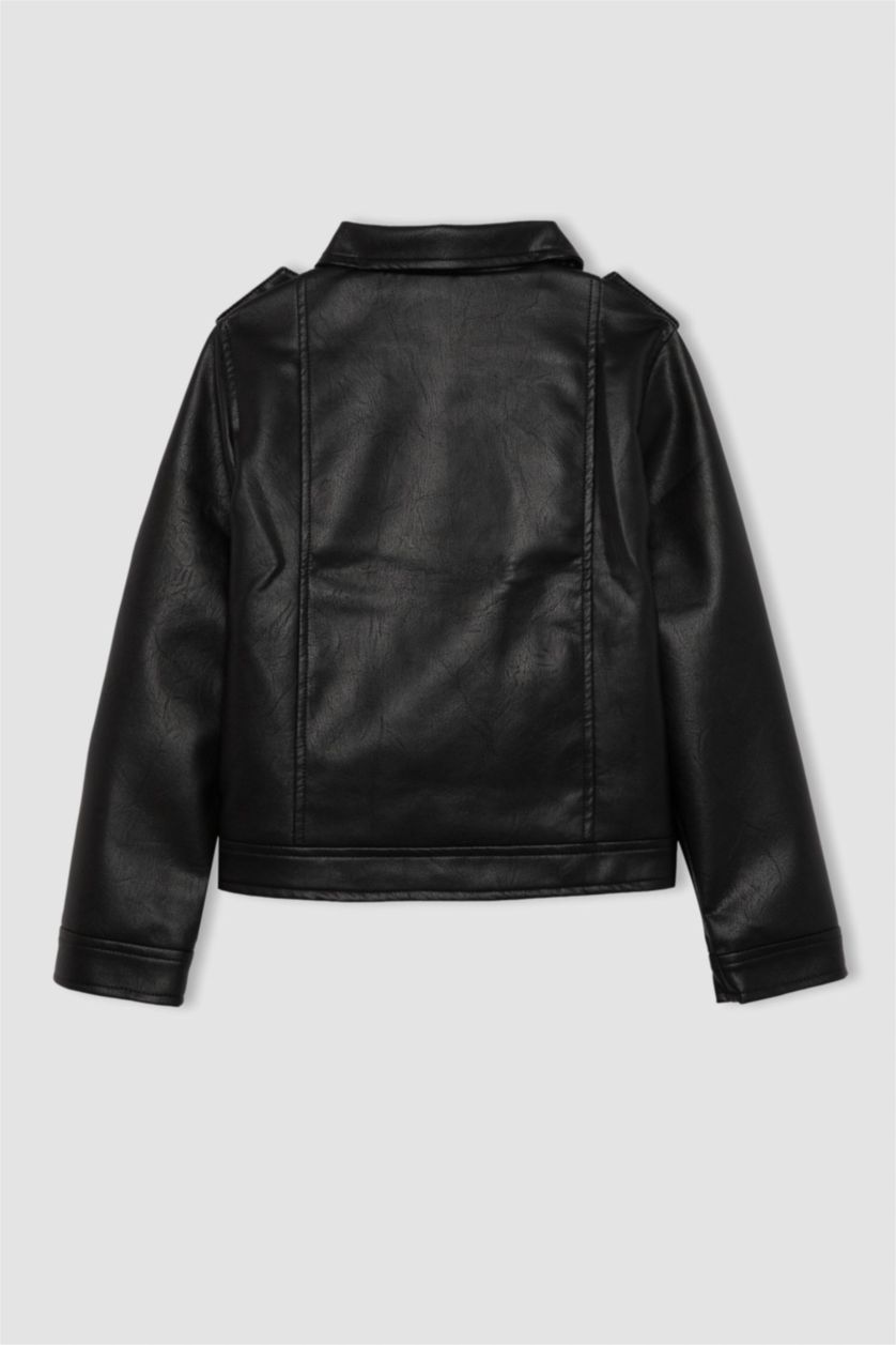 GIRLS & TEENS Black Girl Waterproof Faux Leather Jacket