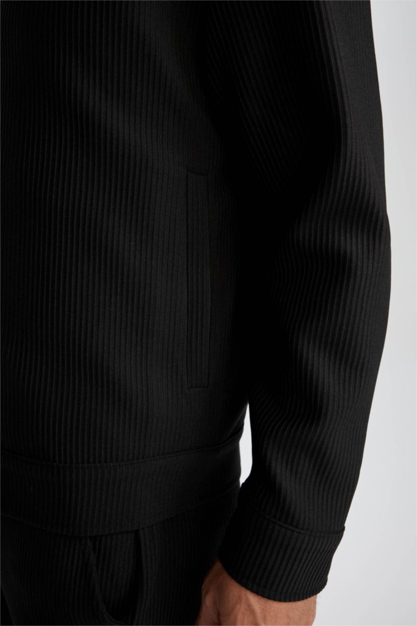 MAN Black Relax Fit College Collar Bomber Jacket