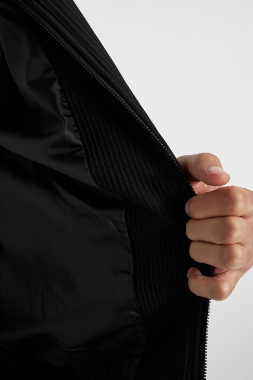 MAN Black Relax Fit College Collar Bomber Jacket