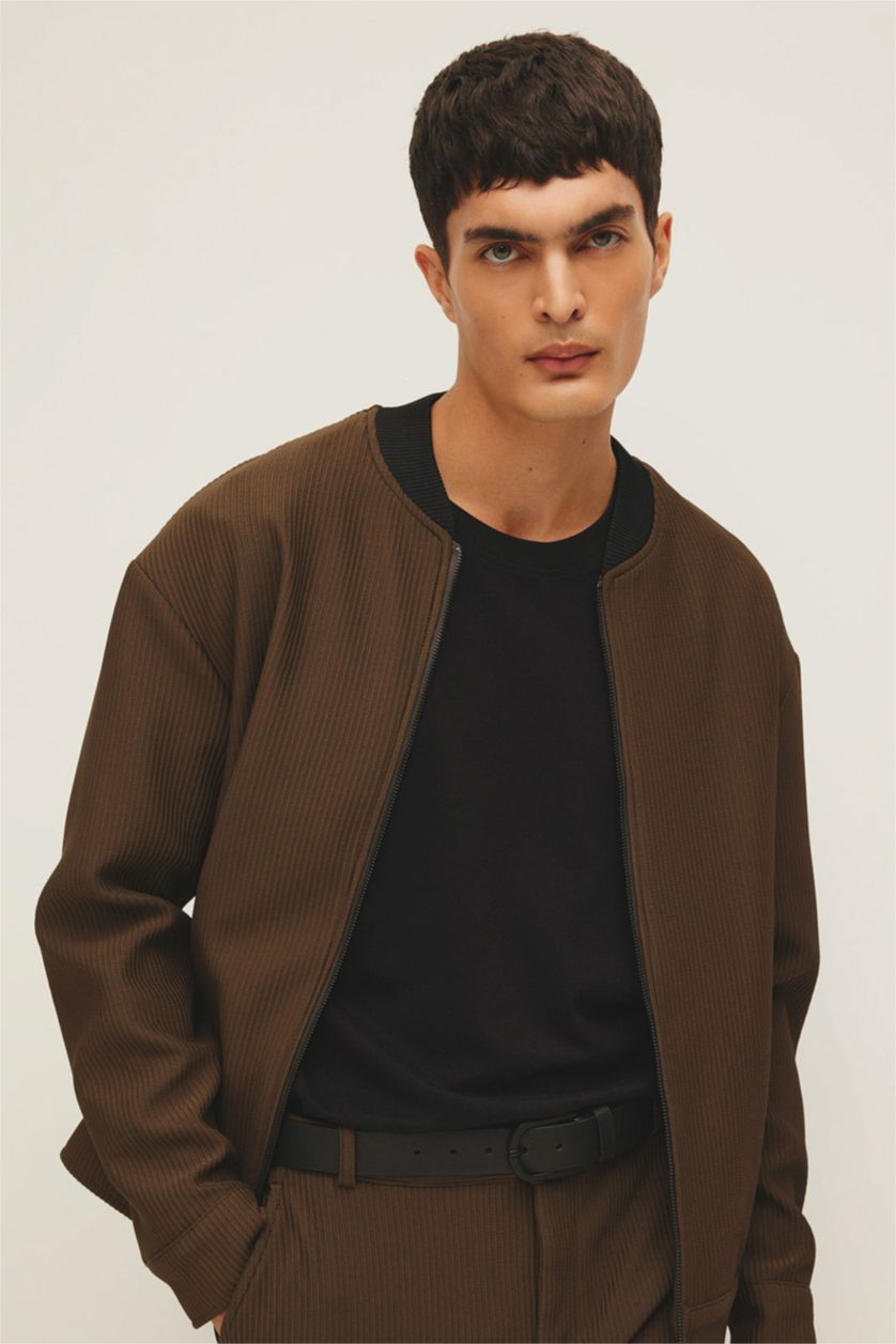 MAN Dark Khaki Zipper Puffer Jacket