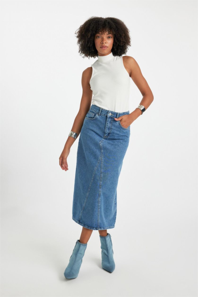 FEMME BLEU Clair Jupe Jean Longue Pour Fille