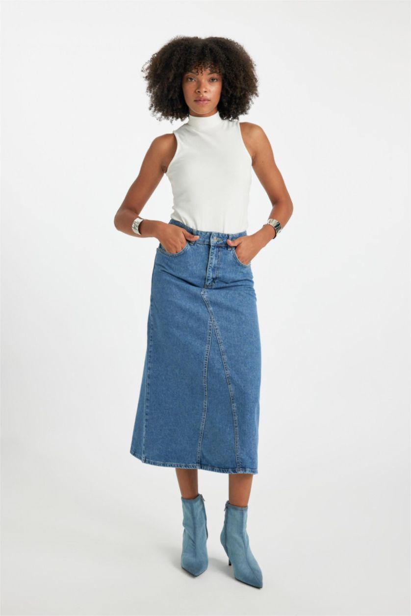 FEMME BLEU Clair Jupe Jean Longue Pour Fille